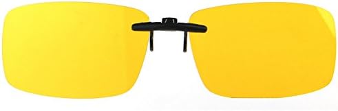 Senchoice Lightweight Polarized Aviator Clip On Sunglasses Night Vison Driving Eyewear Yellow Lens Size Large