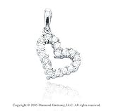 14K W Gold 1/4Ct Diamond 3D Open Heart Bracelet Charm
