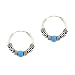 Jewelry : Sterling Silver Blue Bali Bead Mini Hoop Earrings