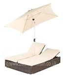 from Troy Premium Rattan Double Sun lounger with Parasol Perfect for Garden or Patio