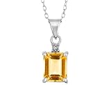  Citrine Pendant with Diamond Accent 3.0 Carat (ctw) in Sterling Silver with Chain