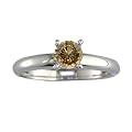 2 Ct. Chocolate Champagne Diamond Solitaire Ring Engagement Style in 14K White Gold