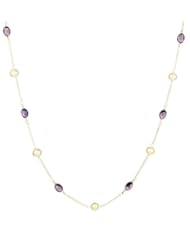 Sterling Silver Chain, Freshwater Pearl and 6 Station Amethyst Cabochon Necklace