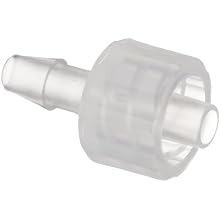 Value Plastics Natural Polypropylene Tube Fitting, Male Luer with Integral Lock Ring to 200 Series Barbed Coupler, Tube ID