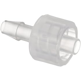 Value Plastics Male Luer Integral Lock Ring to 200 Series Barb, 1/8" (3.2 mm) ID Tubing, Natural Polypropylene (Pack of 25)