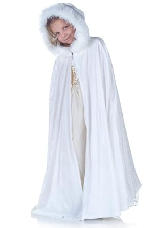 Cape - White Panne with Fur Trim Child Accessory Size Standard