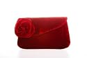 Red small velvet handheld clutch bag evening handbag with velvet rose