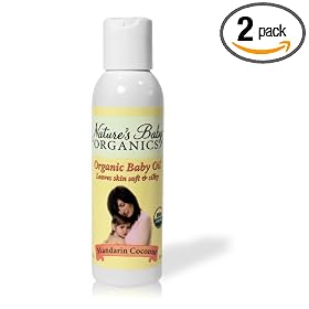 Nature's Baby Organics Organic Baby Oil, Mandarin Coconut,  4-Ounce Bottles (Pack of 2)