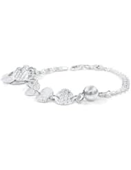 Sterling Silver 925 Italian Product & Design Hammer Cut Charm Bracelet