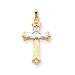 14k Two-tone Claddaugh Cross Pendant