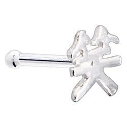 Sterling Silver Smile Chinese Symbol Nose Bone