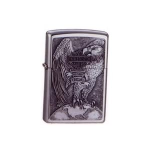 Zippo Harley Davidson Made in the USA Eagle and Globe Emblem Brushed Chrome Pocket Lighter