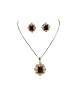 Studded Pendants Necklace Set 3pc Faux Ruby Stone Victorian Style Gemstone Women Jewelry