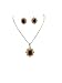 Studded Pendants Necklace Set 3pc Faux Ruby Stone Victorian Style Gemstone Women Jewelry