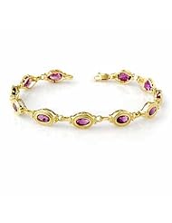 Genuine 5.10 ctw Amethyst Bracelet 10K Yellow Gold