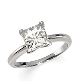 Women's 14k White-gold (11/4 CT) 6mm Moissanite Solitaire Princess-cut Engagement Ring