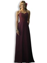 Fitted Draped Chiffon Halter Bridesmaid Dress 