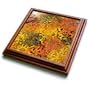 Batik Gold Orange Bronze Leaf Butterfly Print - 8x8 Trivet With 6x6 Ceramic Tile