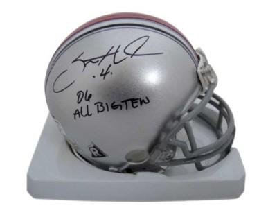 Santonio Holmes Signed Ohio State Bucks Mini Helmet COA - Autographed College Mini Helmets