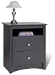 Prepac 2-Drawer Tall Night Table with Open Shelf - Black