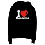 I LOVE Basenjis Dogs Womens Hoodie (Black, X-Small - XXX-Large)