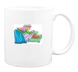 Mug with individuals, humans, woman, senior, human, persons, cat, covering, body, individual, person, people, sleeping