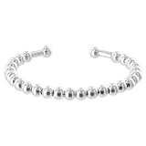 .925 Sterling Silver 4mm Ball Beads Links 45mm Wide Open Cuff Bangle Bracelet