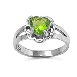 925 Sterling Silver Baby Ring with Peridot Heart CZ Stone - Packaged in Gift Pouch