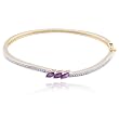 18k Yellow Gold Plated Sterling Silver Genuine Amethyst and Diamond Accent Bangle Bracelet, 7