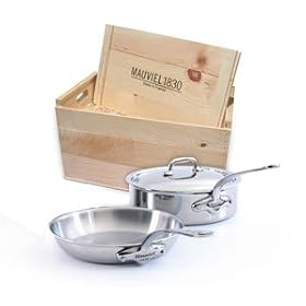 Mauviel M'Cook Stainless Steel 3 Piece Set w/Wooden Crate 5110-06WC