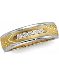 Jewelplus 1/5 ct tw Two Tone Diamond Duo Band 14K Yellow/White 1/5Ctw Gents