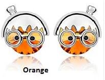 CRYSTAL Owl Orange Funny Crystal Earring sold by FATTYCAT