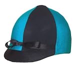 Equestrian Riding Helmet Cover - Turquoise and Black