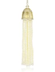 Katie Decker "Gothic" 18k Yellow Gold Diamond Pearl Tassel Pendant Necklace