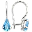 Brass Rhodium Earrings with Aquamarine CZ