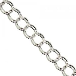 Double Link Charm Bracelet Crafted in Solid Sterling Silver