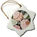 Pink Pale Flowers - 3 Inch Snowflake Porcelain Ornament
