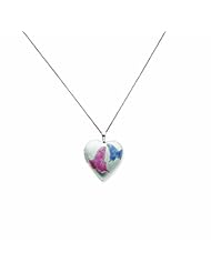 Genuine .925 Sterling Silver 20mm With Enameled Butterflies Heart Locket 18 3.4 Grams. 100% Satisfaction Guaranteed.