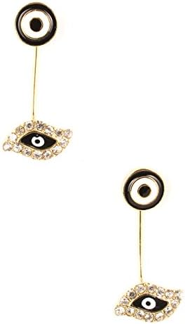 Bling Bar Pave Evil Eye Earrings (BLACK)