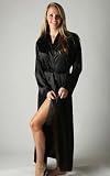 Women's Satin Robe: Classic Long Bathrobe, Ladies' Sleepwear by Mystic Clothing