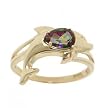 14KT Yellow Gold Dolphin Ring Mystic Fire Topaz 1ct New