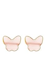 Silver One Pendientes Mariposa Cuarzo Rosa