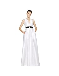 A-line V-neck Sleeveless Ruched Polyester/Taffeta Full Length Empire   Waistline Evening Dress/Prom Dress/Party Dress/Tunic 