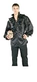 Black Satin Pirate Shirt Adult Halloween Costume
