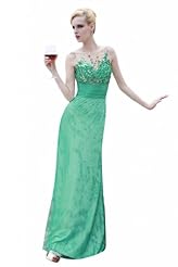 Sexy Chiffon/Taffeta/Tulle Crystals Fitted Crystal Applique Beaded Lace Prom Dress 