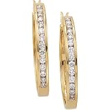 14K Yellow Gold Diamond Hoop Earring
