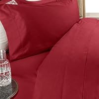 1200-Thread-Count Egyptian Cotton 4pc 1200TC Bed Sheet Set, King, Red Solid 1200 TC