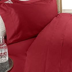 600-Thread-Count Egyptian Cotton 600TC Sheet Set, Full, Red Solid 600 TC