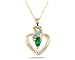 Pear Shaped Emerald and Diamond Ribbon Heart Pendant in 10k Yellow Gold