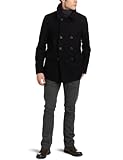 IMAGE OF Ben Sherman Men's Double Breasted Melton Coat, Black, Small
